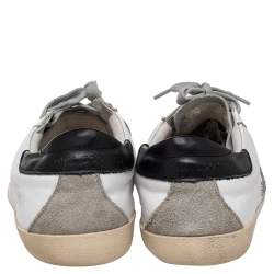 Golden Goose White/Grey Leather And Suede Superstar Low Top Sneakers Size 41
