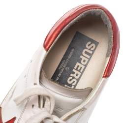 Pre Owned Golden Goose White/Red Leather Superstar Low Top Sneakers Size 41
