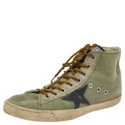 Golden Goose Green Canvas And Suede Francy High Top Sneakers Size 41