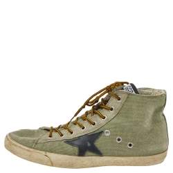 Golden Goose Green Canvas And Suede Francy High Top Sneakers Size 41