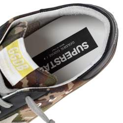 Pre Owned Golden Goose Camouflage Print Canvas And Leather Super Star Sneakers Size 42 