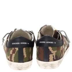 Pre Owned Golden Goose Camouflage Print Canvas And Leather Super Star Sneakers Size 42 