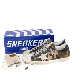 Pre Owned Golden Goose Camouflage Print Canvas And Leather Super Star Sneakers Size 42 