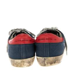 Golden Goose Blue/Red Leather And  Denim Superstar Sneakers Size 42