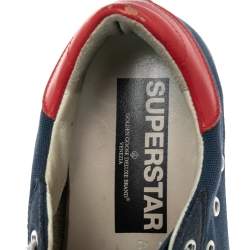 Golden Goose Blue/Red Leather And  Denim Superstar Sneakers Size 42