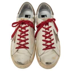 Golden Goose White/Red Leather Superstar Sneakers Size EU 46