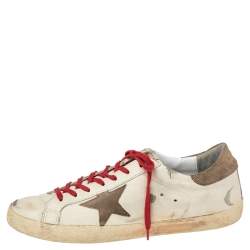 Golden Goose White/Red Leather Superstar Sneakers Size EU 46