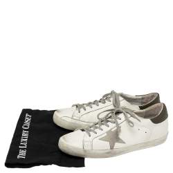 Golden Goose White/Grey Leather And Suede Superstar Sneakers EU 45