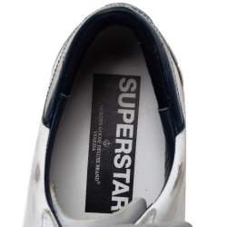 Pre Owned Golden Goose White/Blue Leather Superstar Sneakers Size 44