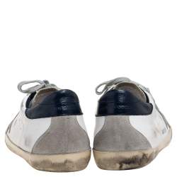 Pre Owned Golden Goose White/Blue Leather Superstar Sneakers Size 44