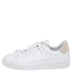 Pre Owned Golden Goose White Leather And Suede Purestar Sneakers Size 46