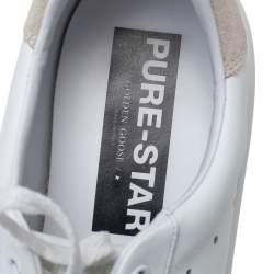 Pre Owned Golden Goose White Leather And Suede Purestar Sneakers Size 46