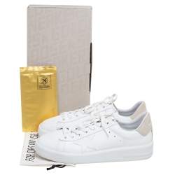 Pre Owned Golden Goose White Leather And Suede Purestar Sneakers Size 46