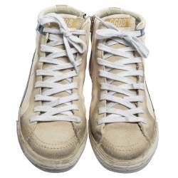 Pre Owned Golden Goose Grey Leather And Suede Mid Star Sneakers Size 39