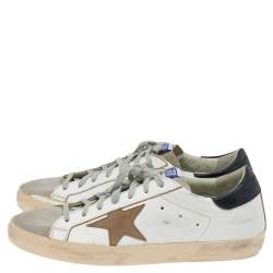 Pre Owned Golden Goose White/Grey Suede And Leather Low Top Sneakers Size 44