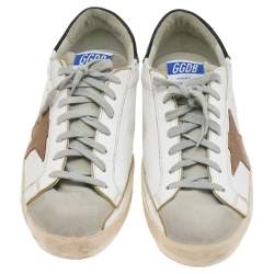 Pre Owned Golden Goose White/Grey Suede And Leather Low Top Sneakers Size 44