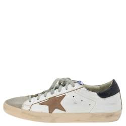 Pre Owned Golden Goose White/Grey Suede And Leather Low Top Sneakers Size 44