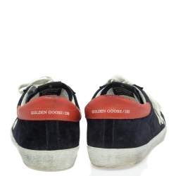 Pre Owned Golden Goose Black/Orange Leather Superstar Sneakers Size 43