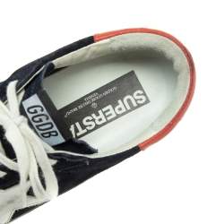 Pre Owned Golden Goose Black/Orange Leather Superstar Sneakers Size 43