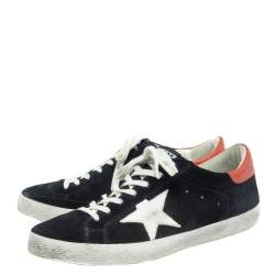 Pre Owned Golden Goose Black/Orange Leather Superstar Sneakers Size 43