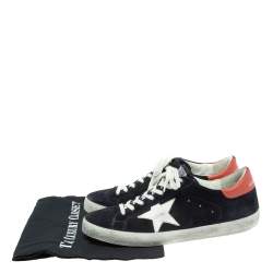 Pre Owned Golden Goose Black/Orange Leather Superstar Sneakers Size 43