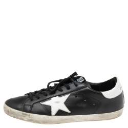 Pre Owned Golden Goose Black Leather Superstar Sneakers Size 43
