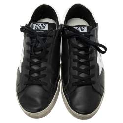 Pre Owned Golden Goose Black Leather Superstar Sneakers Size 43