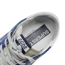 Pre Owned Golden Goose Blue Leather And Suede Superstar Low Top Sneakers Size 41