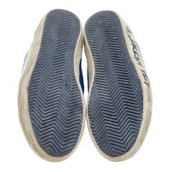 Pre Owned Golden Goose Blue Leather And Suede Superstar Low Top Sneakers Size 41