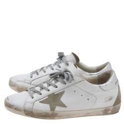 Golden Goose White Leather And Suede Superstar Low Top Sneakers Size 41
