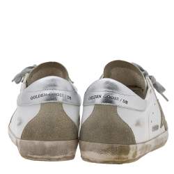Golden Goose White Leather And Suede Superstar Low Top Sneakers Size 41
