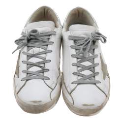 Golden Goose White Leather And Suede Superstar Low Top Sneakers Size 41