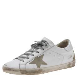 Golden Goose White Leather And Suede Superstar Low Top Sneakers Size 41