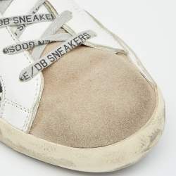 Pre Owned Golden Goose White/Grey Leather And Suede Superstar Sneakers EU 45