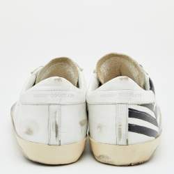 Pre Owned Golden Goose White/Grey Leather And Suede Superstar Sneakers EU 45