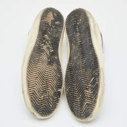 Pre Owned Golden Goose White/Grey Leather And Suede Superstar Sneakers EU 45