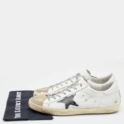 Pre Owned Golden Goose White/Grey Leather And Suede Superstar Sneakers EU 45