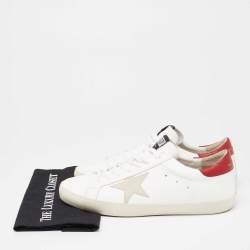 Pre Owned Golden Goose White/Red Leather Star Superstar Sneakers Size 45