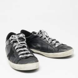 Golden Goose Black Leather Superstar Lace Up Sneakers Size 43