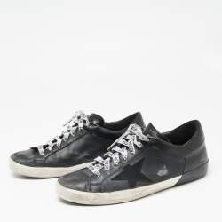 Golden Goose Black Leather Superstar Lace Up Sneakers Size 43