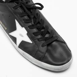 Golden Goose Black Leather Superstar Classic Sneakers Size 44