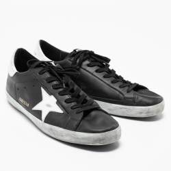 Golden Goose Black Leather Superstar Classic Sneakers Size 44