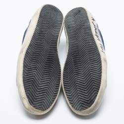 Pre Owned Golden Goose Blue Leather And Suede Superstar Low Top Sneakers Size 44