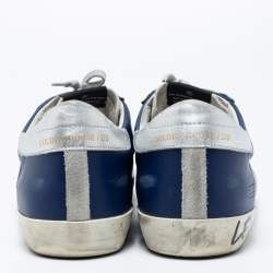 Pre Owned Golden Goose Blue Leather And Suede Superstar Low Top Sneakers Size 44