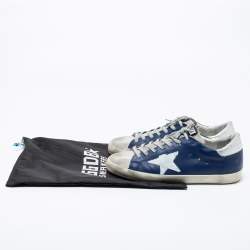 Pre Owned Golden Goose Blue Leather And Suede Superstar Low Top Sneakers Size 44