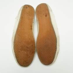 Pre Owned Golden Goose White/Green Leather And Suede Superstar Sneakers Size 42