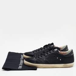Pre Owned Golden Goose Black Mesh And Leather Super Star Penstar Sneakers Size 44