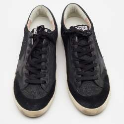Pre Owned Golden Goose Black Mesh And Leather Super Star Penstar Sneakers Size 44