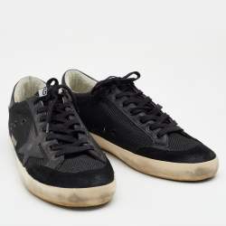 Pre Owned Golden Goose Black Mesh And Leather Super Star Penstar Sneakers Size 44