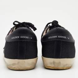 Pre Owned Golden Goose Black Mesh And Leather Super Star Penstar Sneakers Size 44